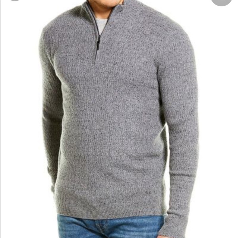 📌 Filippo Riberti cashmere wool blend 1/4 zip pullover sweater gray M